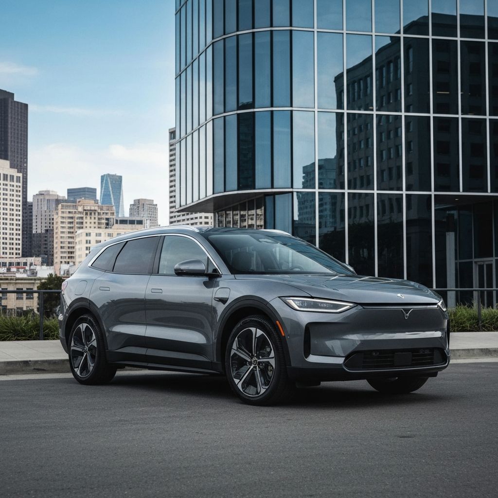 Electric SUV in modern urban setting